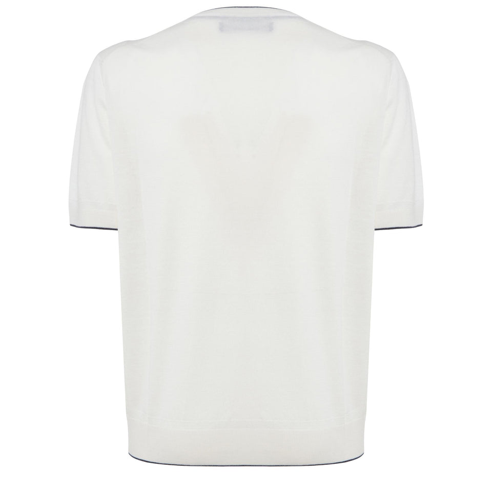 T-shirt in lana e seta bianca