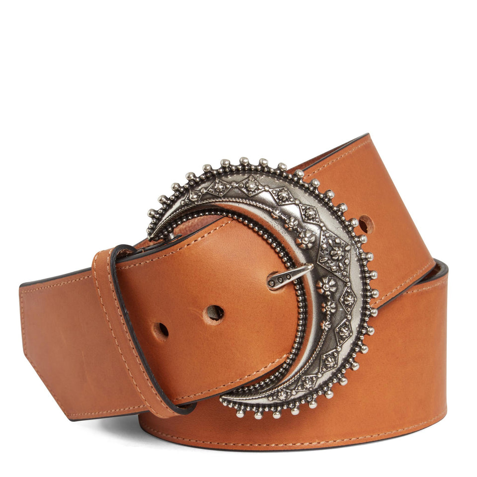 Cintura in pelle marrone