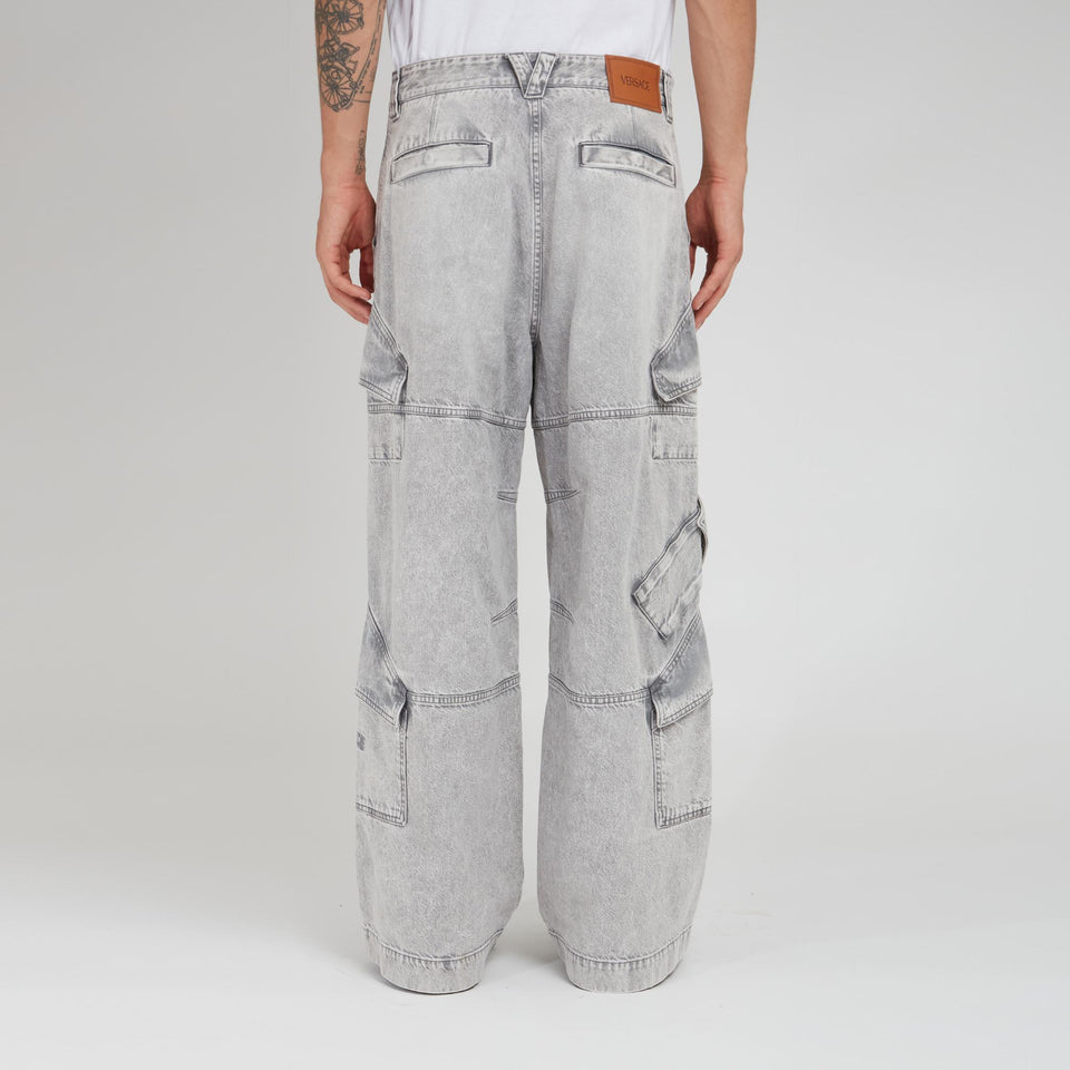 Jeans cargo in denim grigi