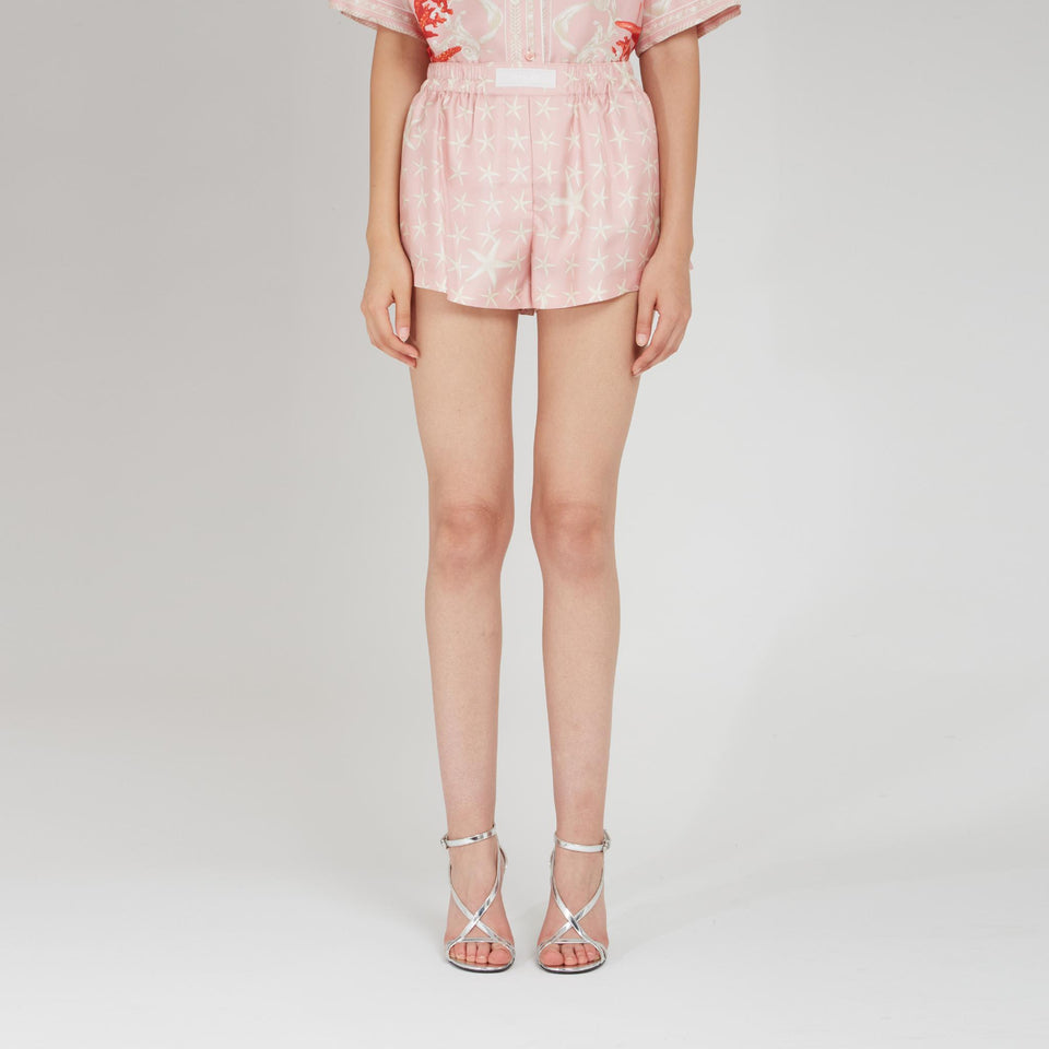 ''Stella Marina'' shorts in pink silk