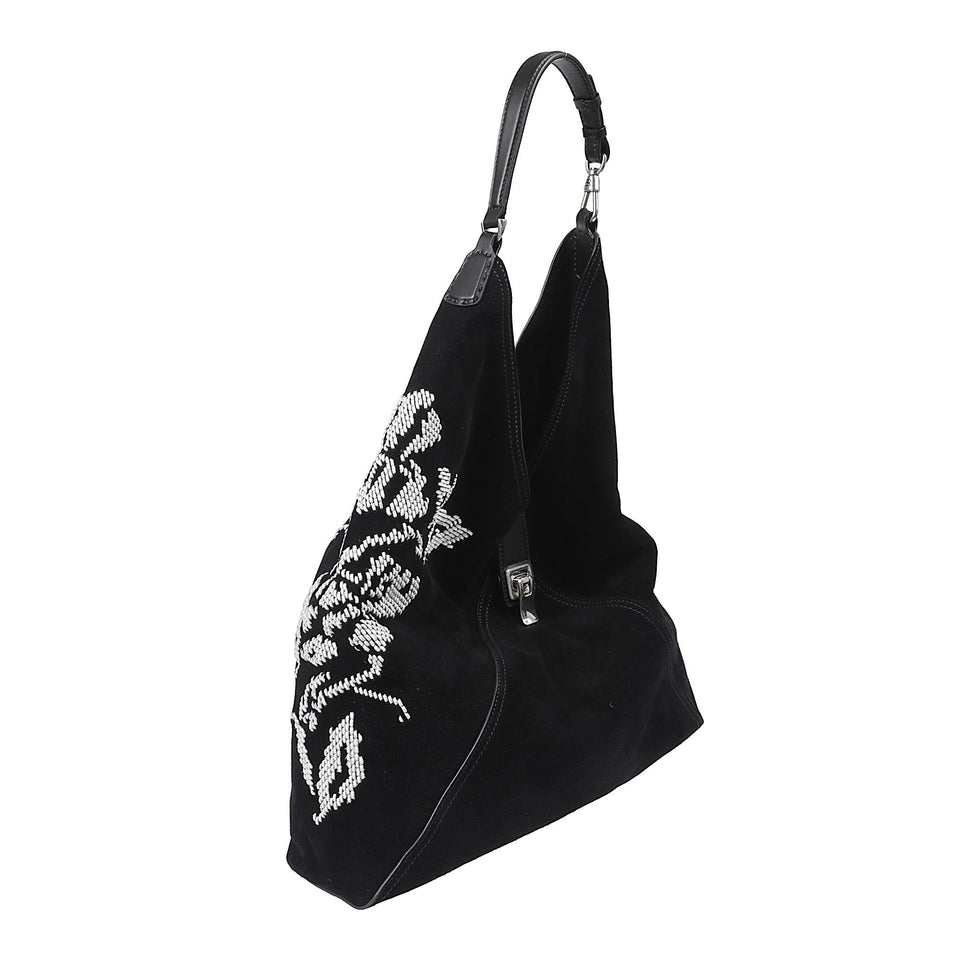 Borsa shopping in suede nera D473S705 RDIW95708 ERMANNO SCERVINO 