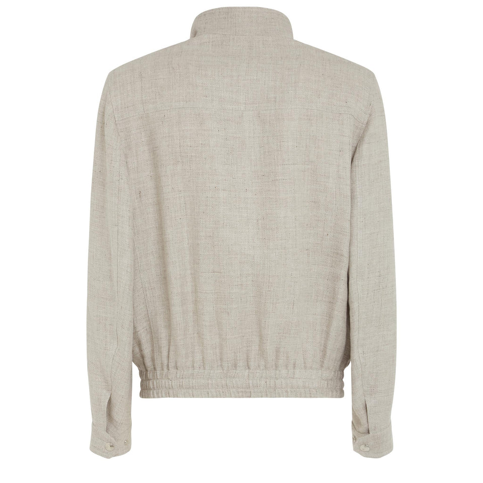 Giubbotto in lino e lana grigio