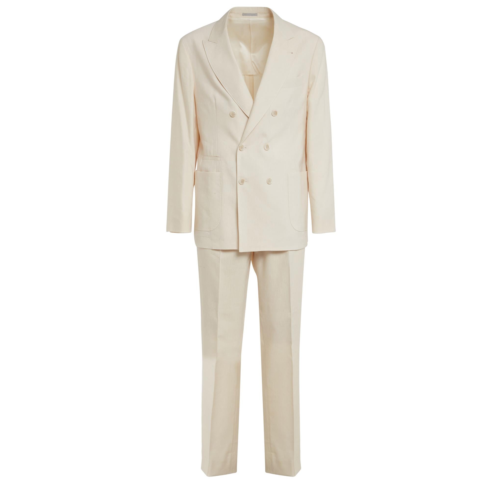 Double-breasted white linen suit – GIO MORETTI Double-breasted white linen suit – GIO MORETTI