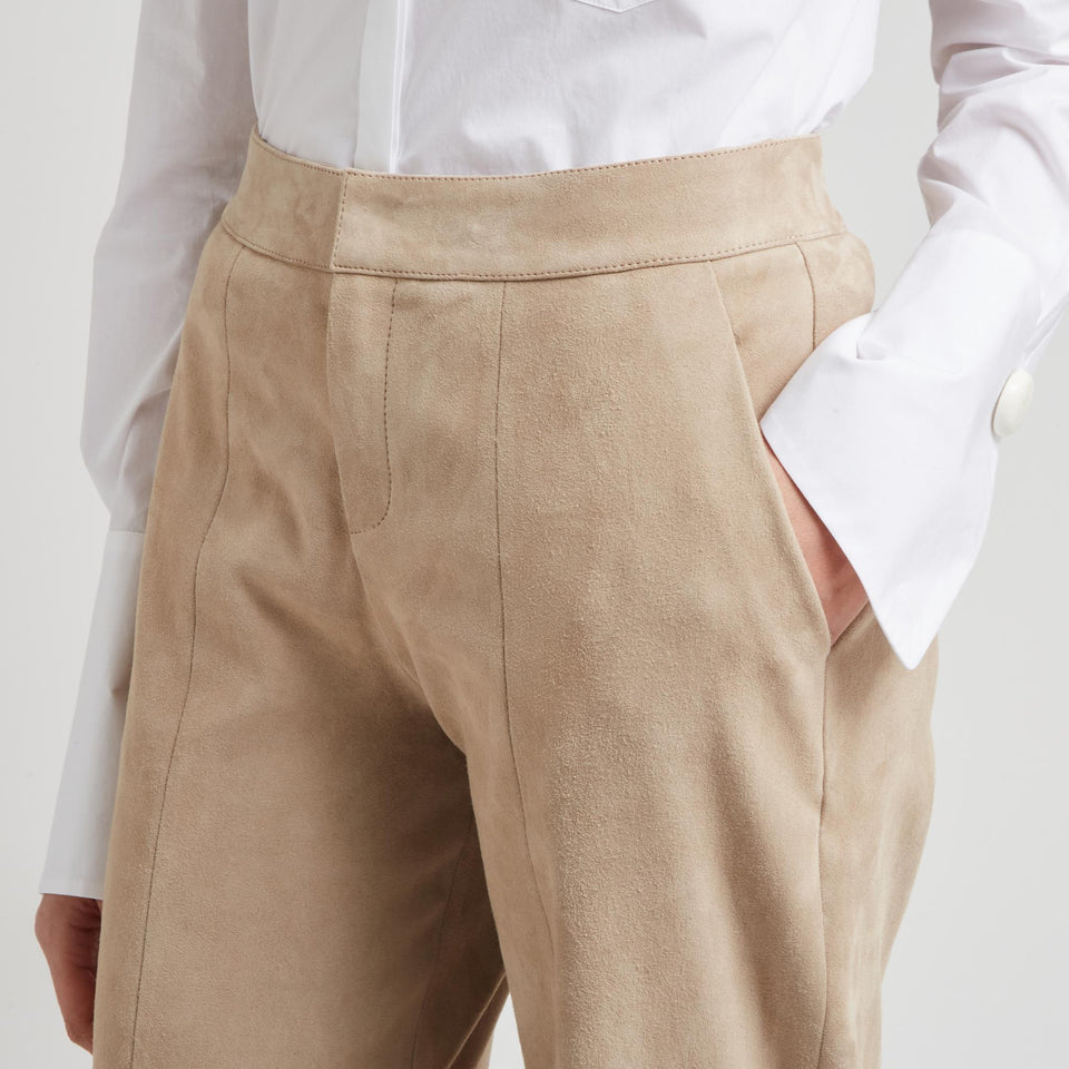 Pantalone "Massimo" in suede beige