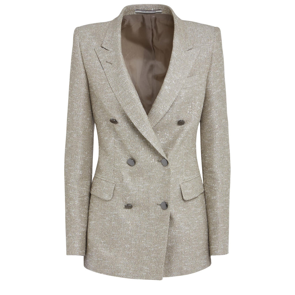 Giacca doppio petto in tessuto beige
