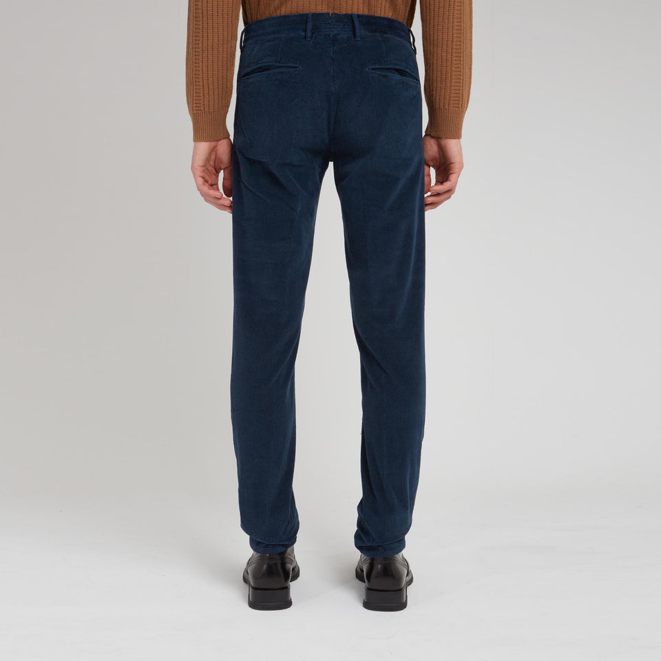 Pantalone a coste in velluto blu