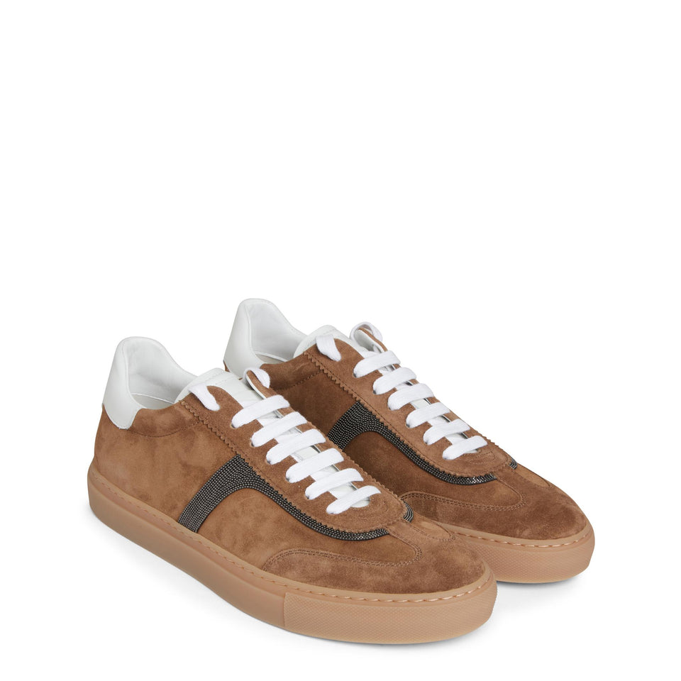 Sneakers in suede marrone MZSFG2908 C7495 BRUNELLO CUCINELLI 