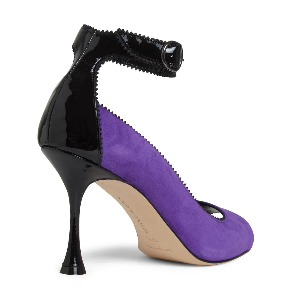 Open toe "Kadirasa 90" in suede viola 324-2753 BPUR/BLCK MANOLO BLAHNIK 