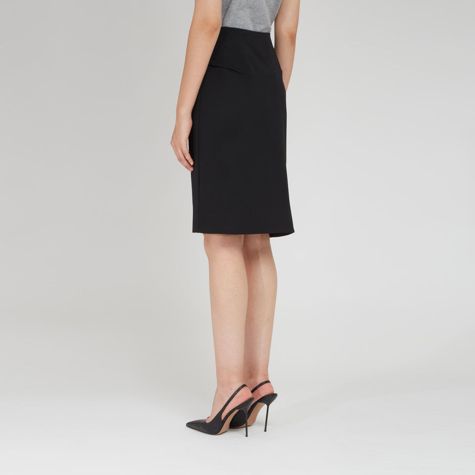 Black wool midi skirt