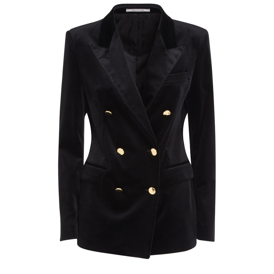 Giacca doppio petto ''J-Parigi'' in velluto nera