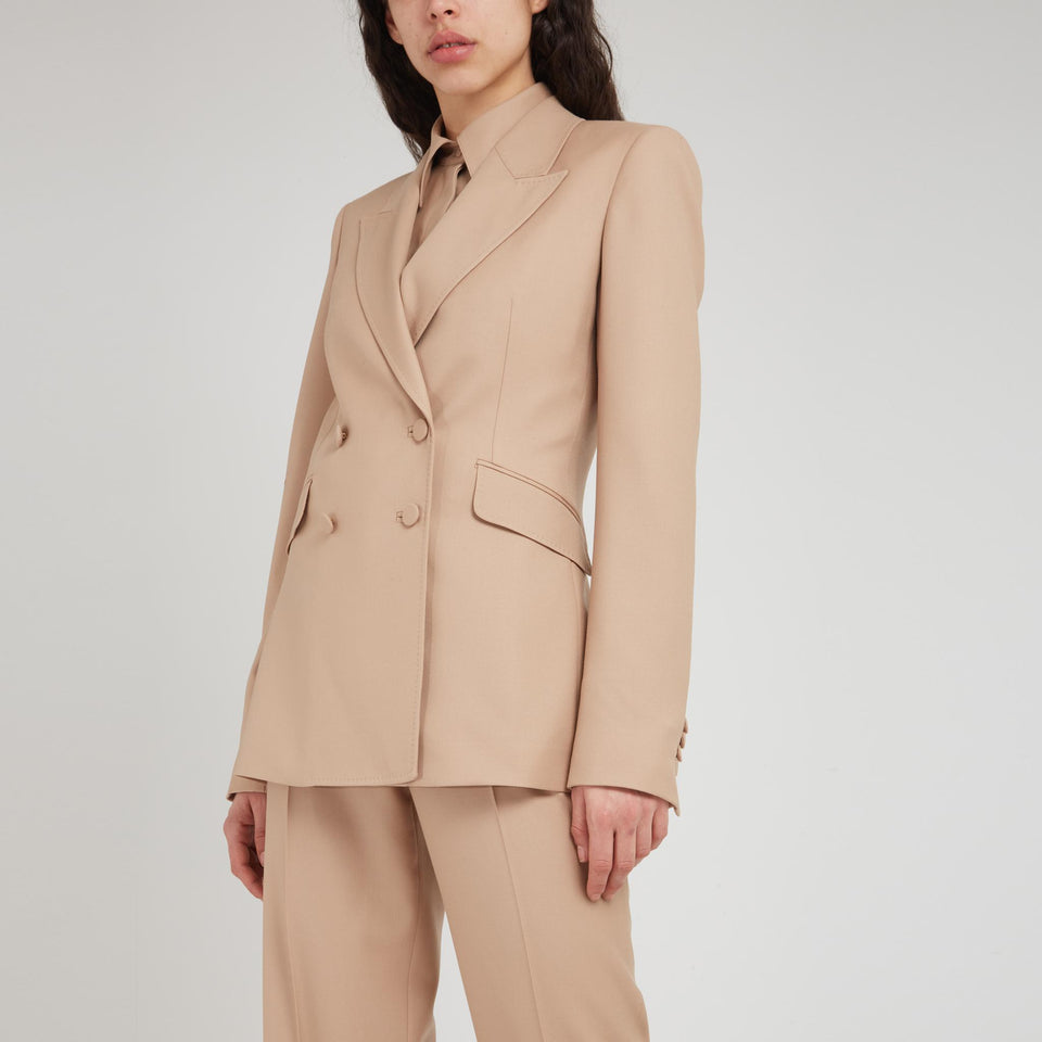 Blazer doppio petto "Stephanie" in lana cammello