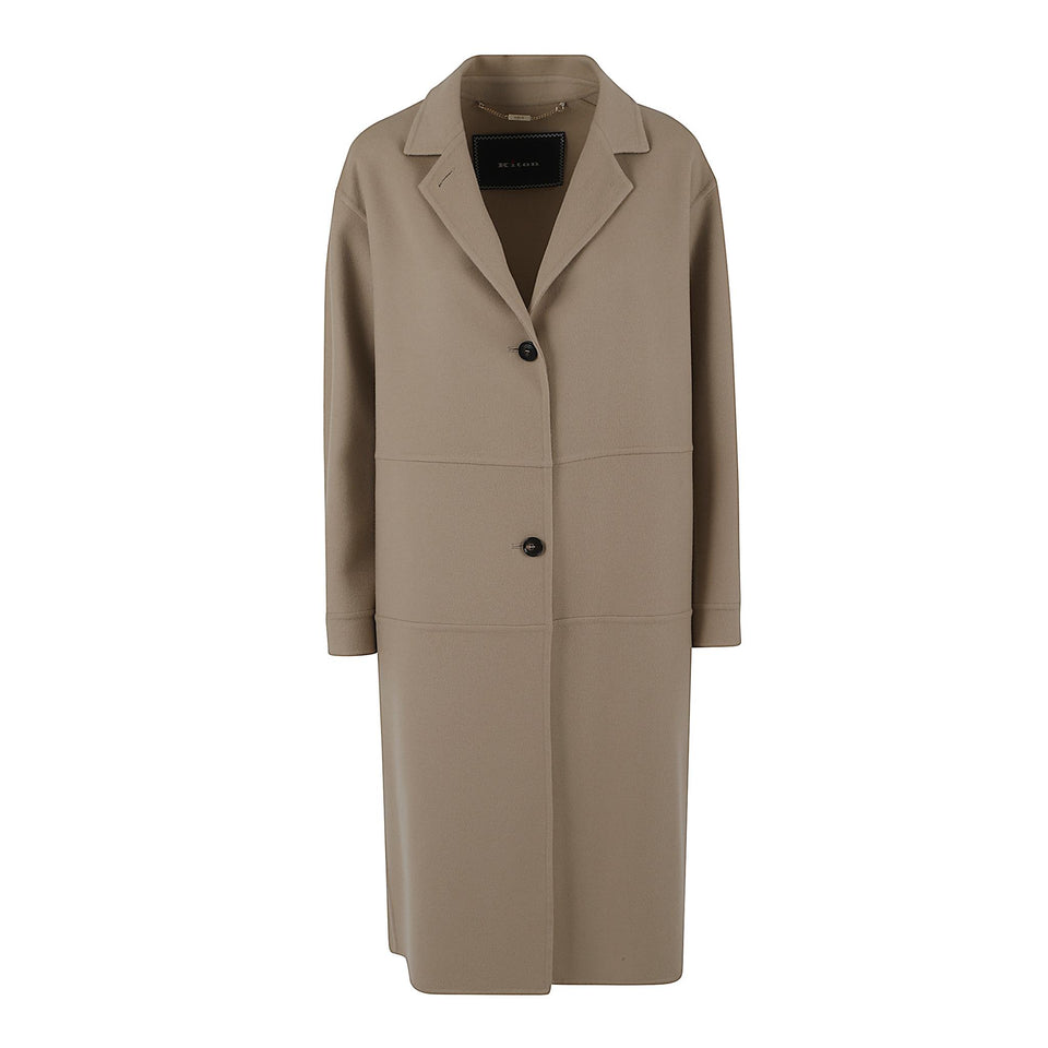 Cappotto in cashmere beige D60639 DK05I3809SABBIA KITON 