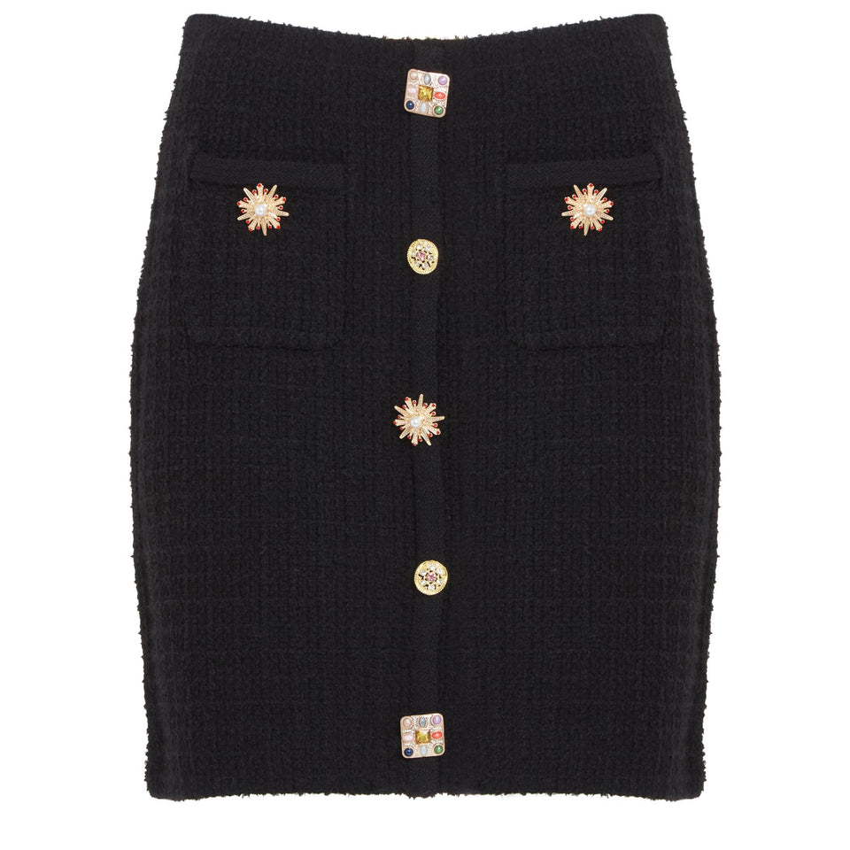 Mini gonna in tweed nera