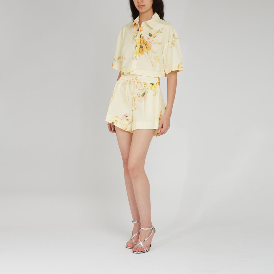 Camicia crop in cotone gialla