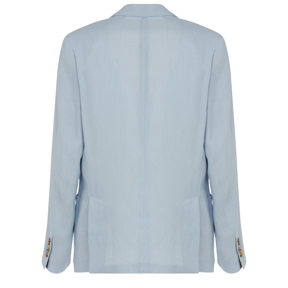 Giacca mono petto in lino azzurra