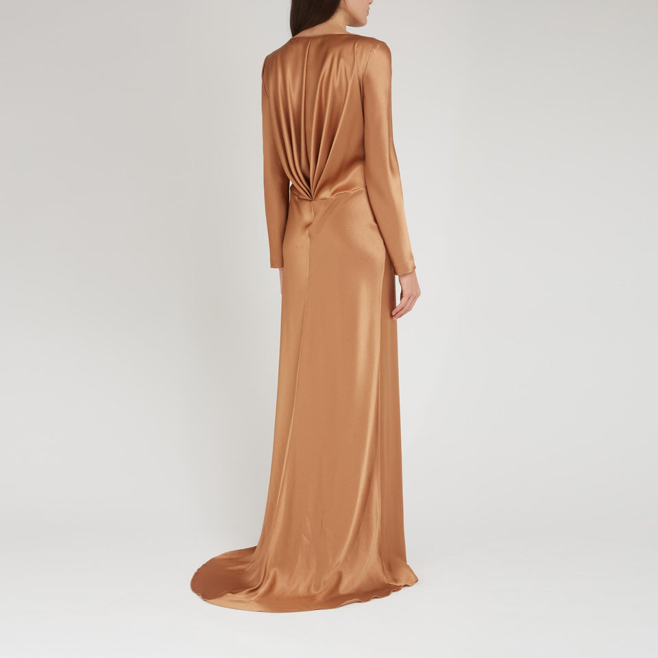 Maxi abito in tessuto bronzo