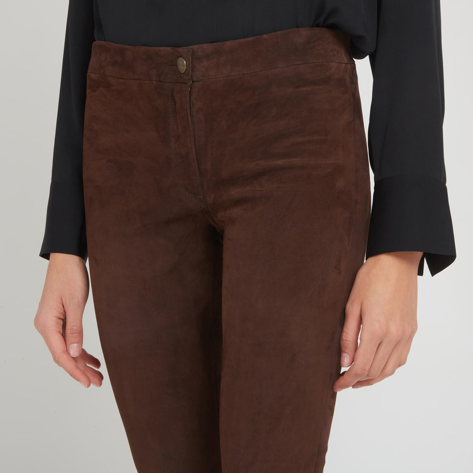 "Izzy" trousers in brown suede