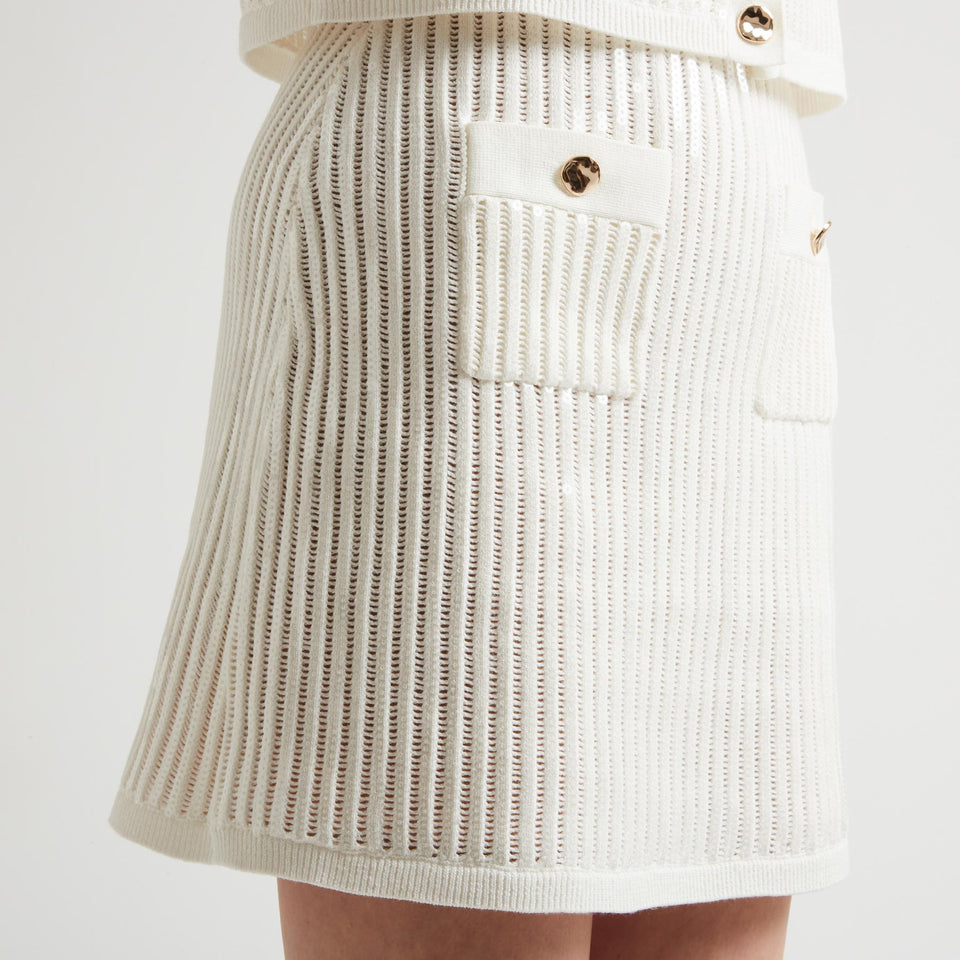 White knitted mini skirt