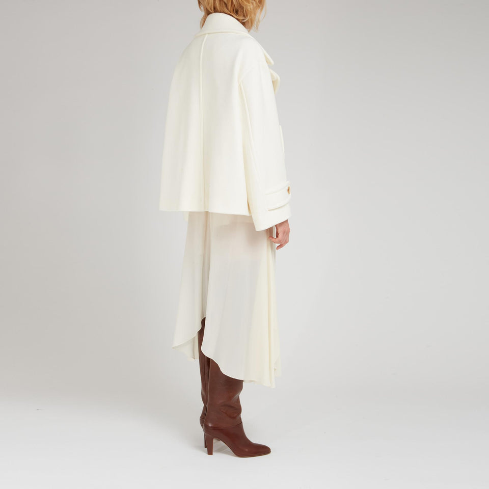 Cappotto doppio petto in lana bianca
