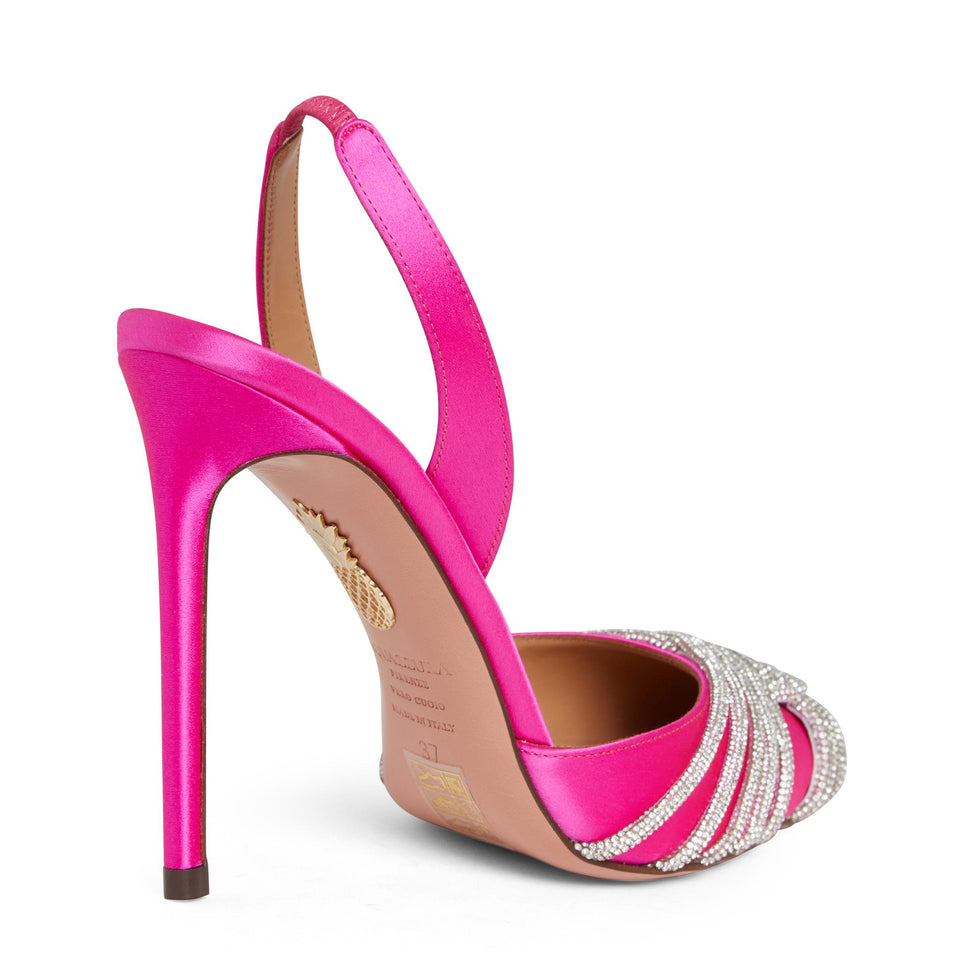 Sandali ''Gatsby Sling Satin'' in raso fuxia GASHIGL0 SATEXO AQUAZZURA 