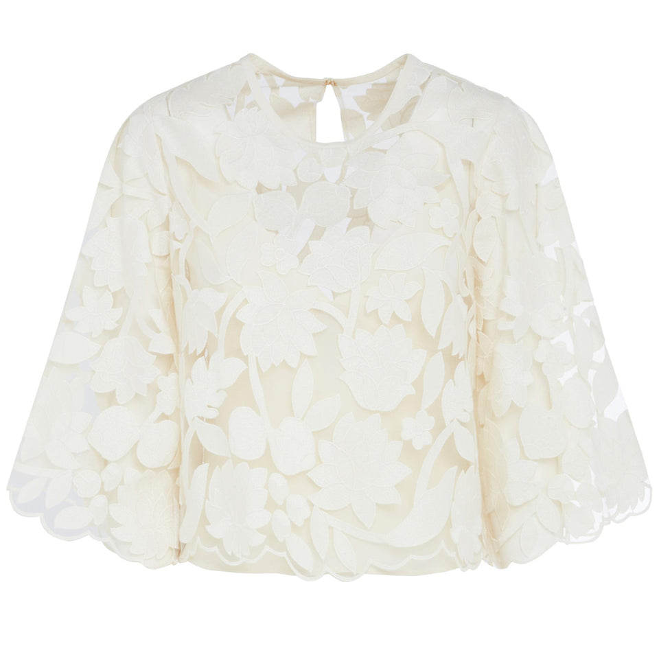 Maglia in tulle bianca TO147NR25 TU012W0005 ELIE SAAB 