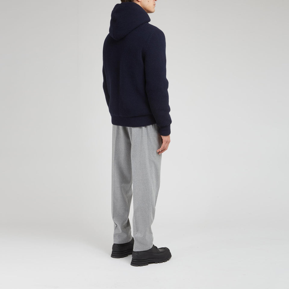 Double-face cardigan in blue fabric