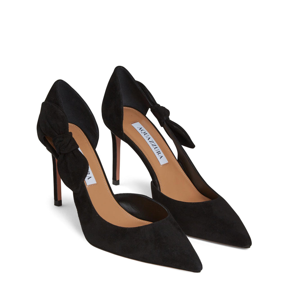 Dècolletè ''Very Bow Tie'' in suede nere VBTMIDP0 SUEBLACK AQUAZZURA 