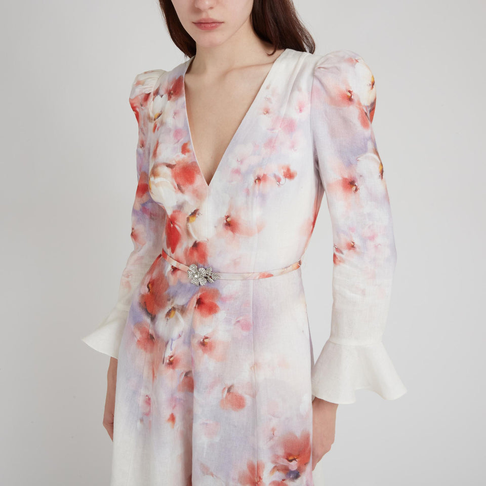 "Crush" dress in multicolored linen