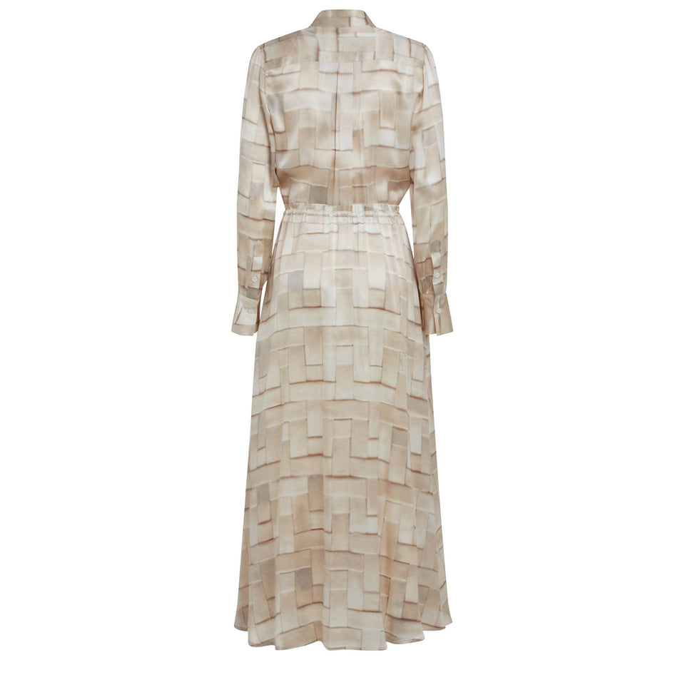 Beige silk long dress