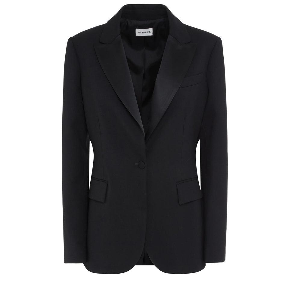 Giacca mono petto in lana nera