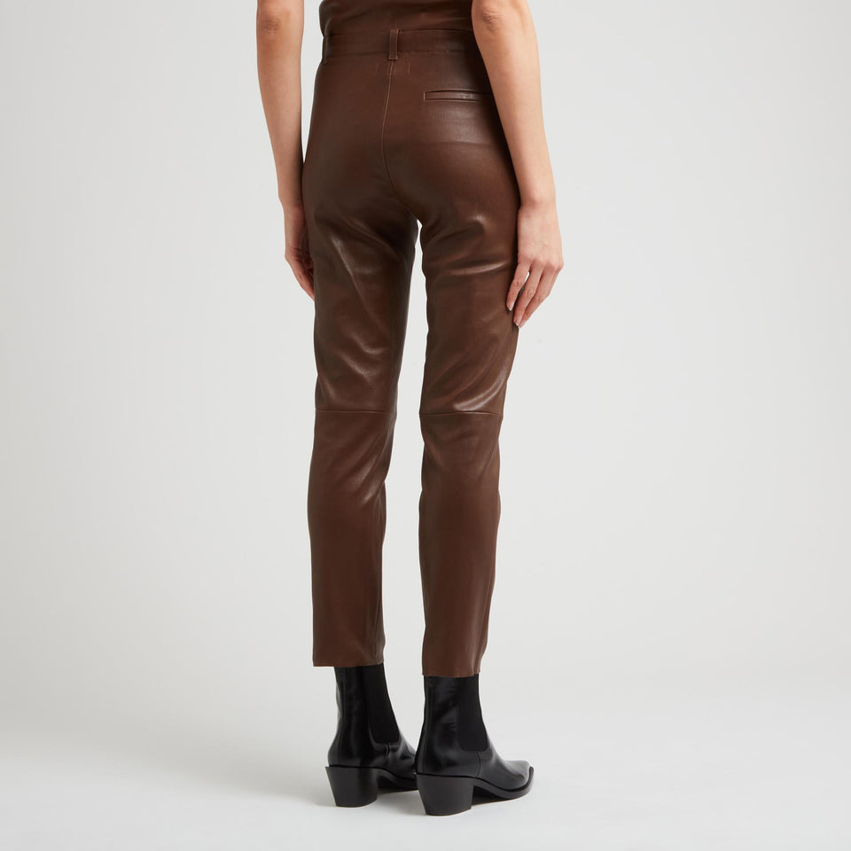 "Valentine" brown leather trousers