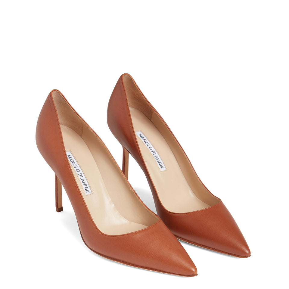 Decolletè ''BB 90'' in pelle marrone 9XX-0464 MBRW MANOLO BLAHNIK 