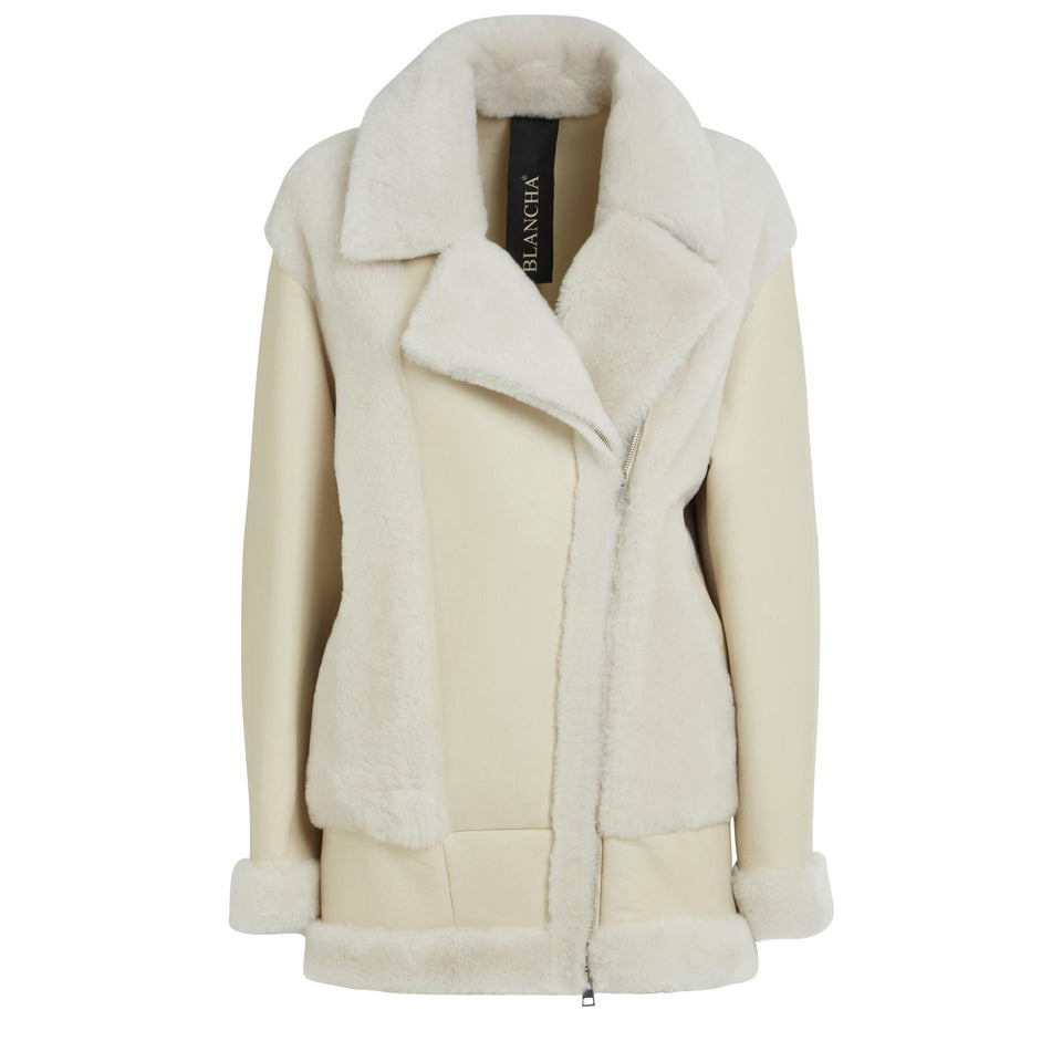 Montone in shearling bianco