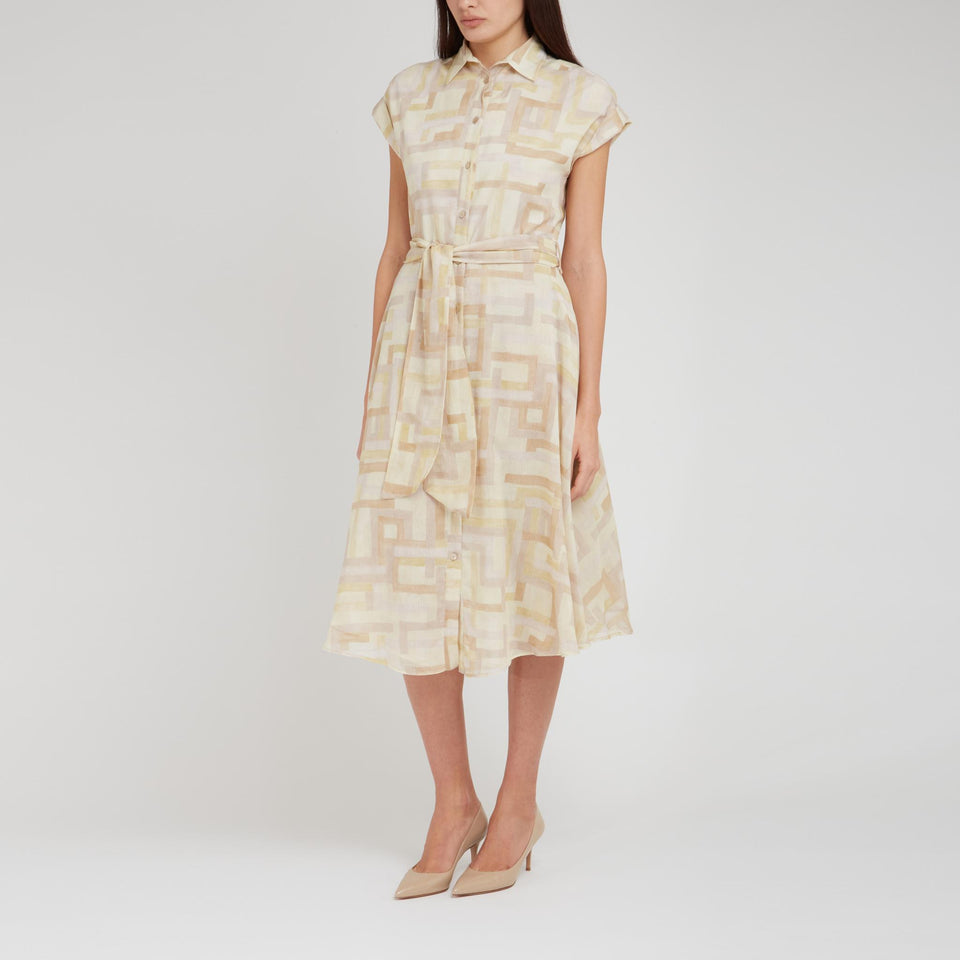 Abito in cotone e seta multicolor