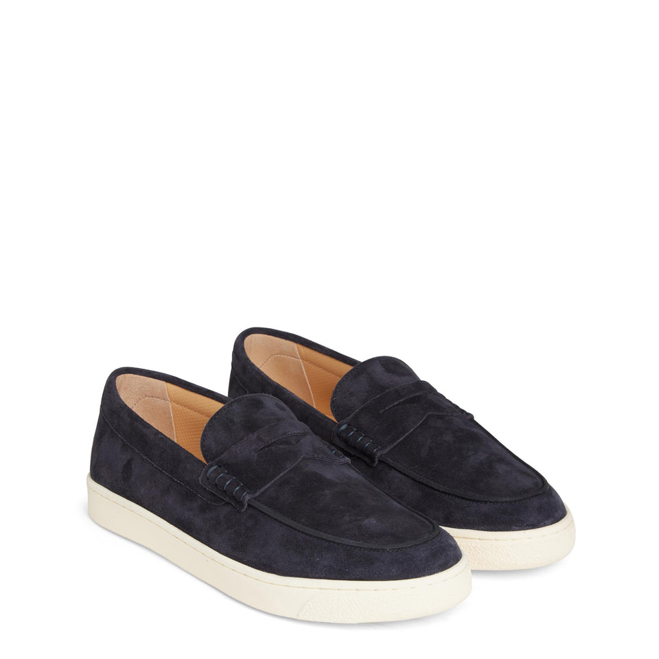 Mocassino in suede blu MZUSILN312 C8144 BRUNELLO CUCINELLI 