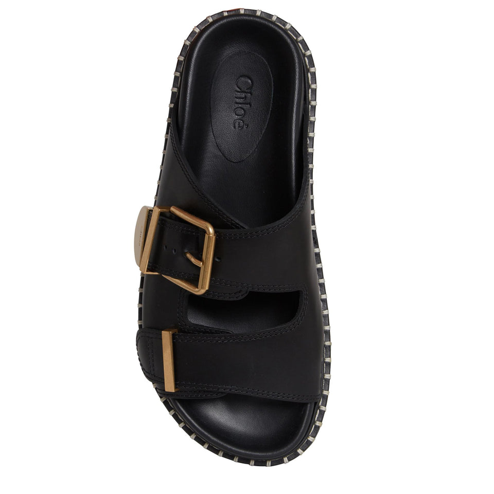 Sandali ''Rebecca'' in pelle neri CHC24S981D1 001 CHLOE 