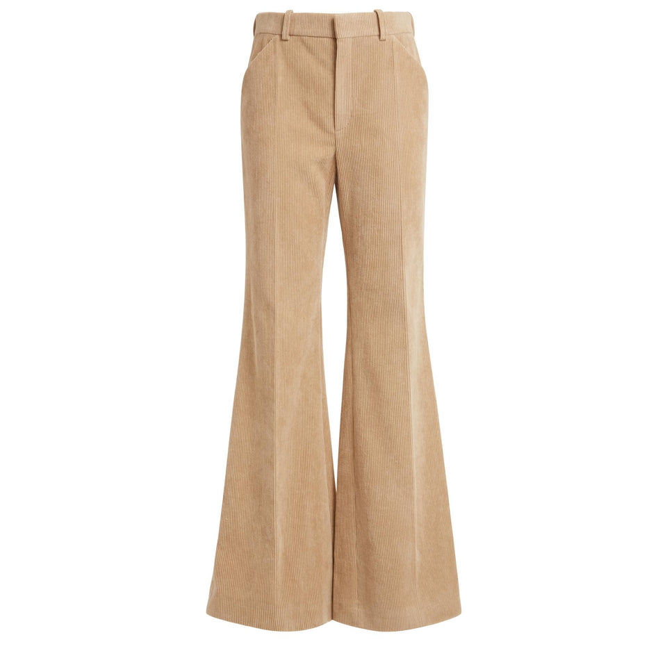 Pantalone a coste in cotone beige