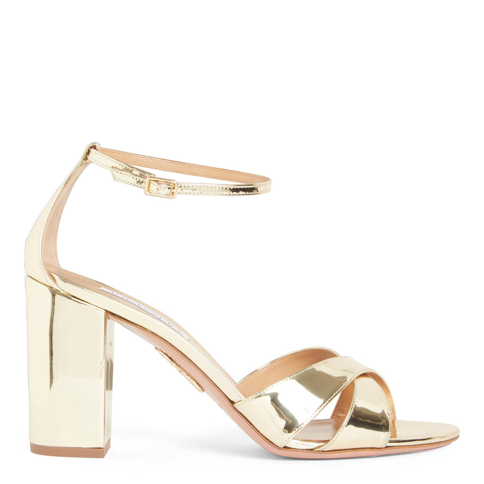 Sandali in pelle oro DVEMIDS0 SSYSOG AQUAZZURA 