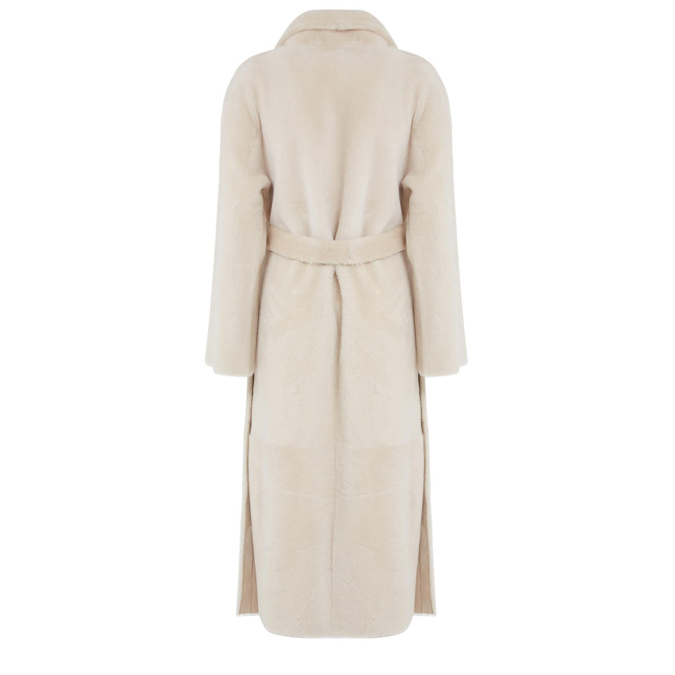 Cappotto in shearling beige