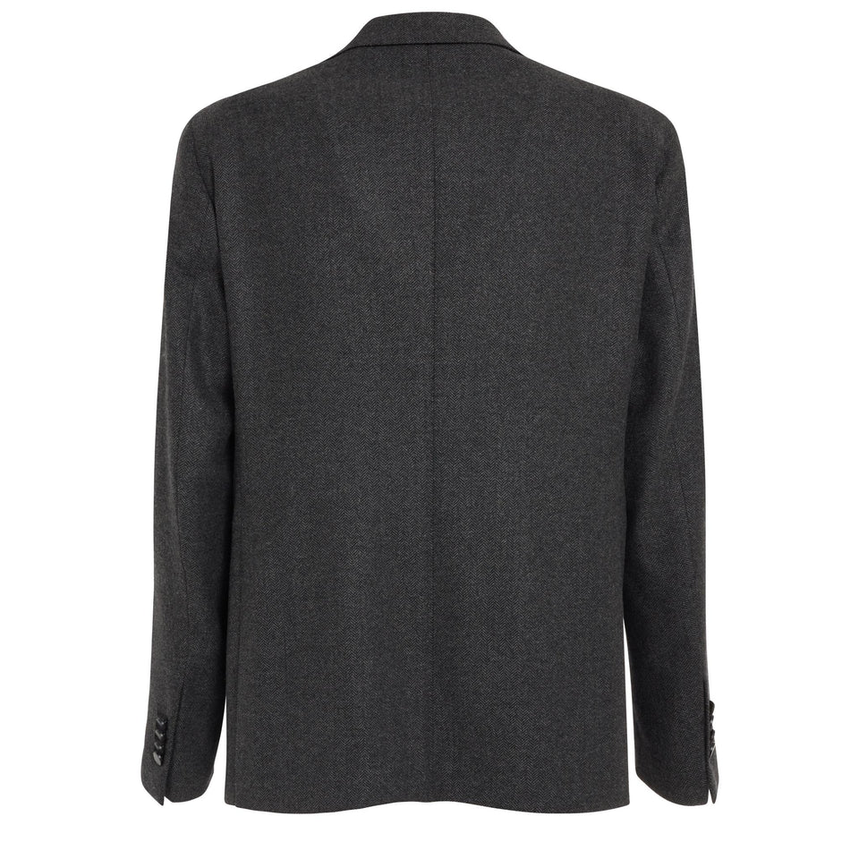 Giacca mono petto in lana e cashmere grigia