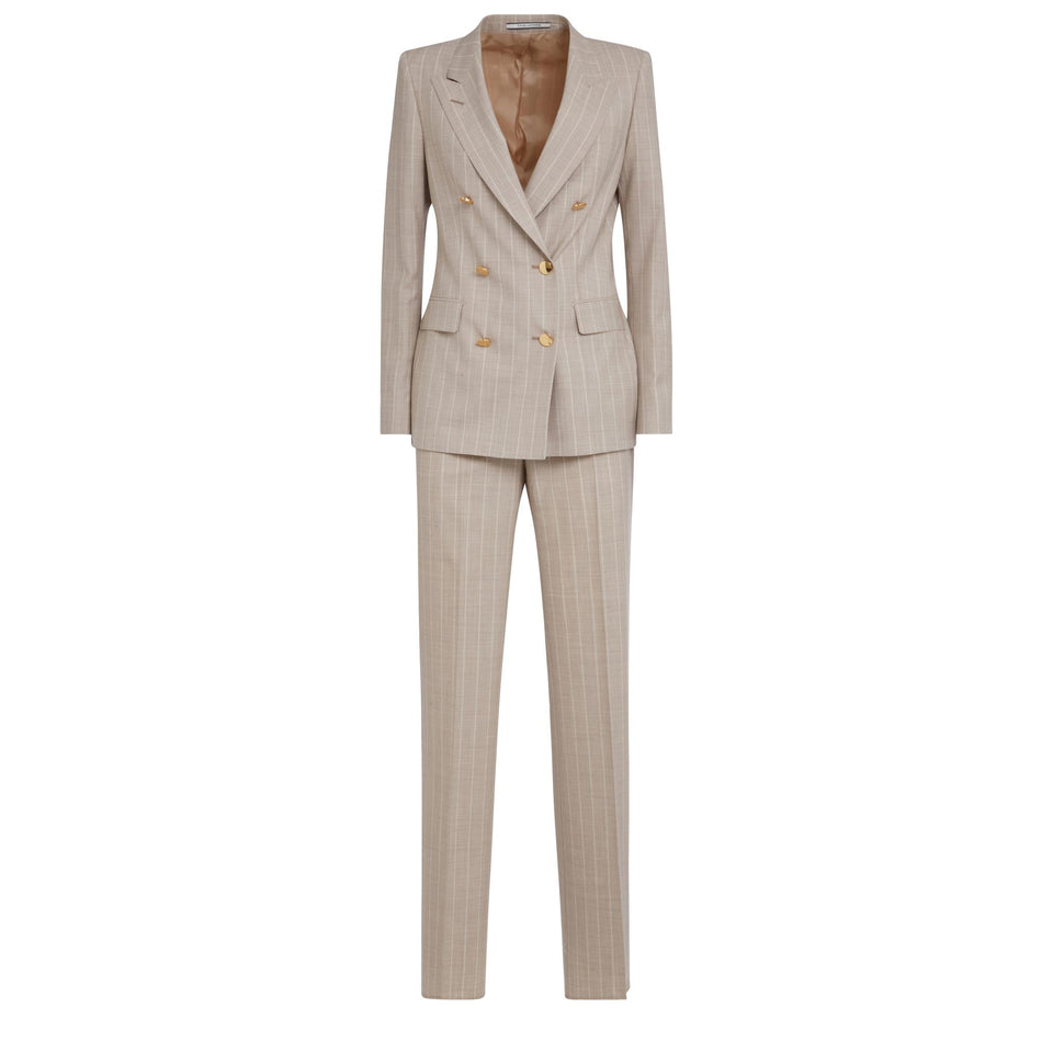 Tailleur in tessuto beige