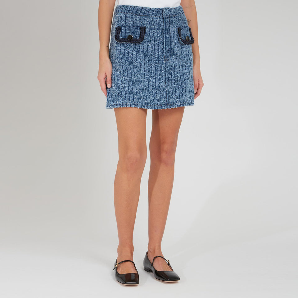 Mini gonna in tweed blu