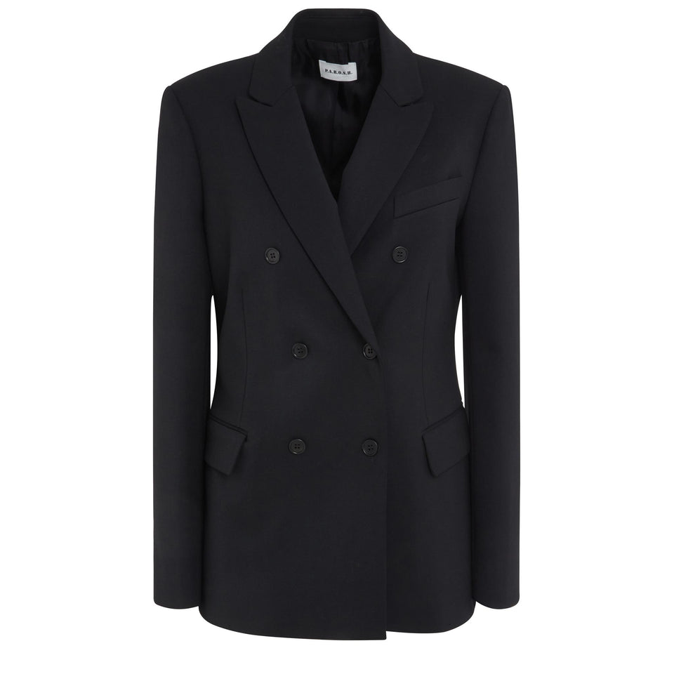 Giacca doppio petto in lana nera