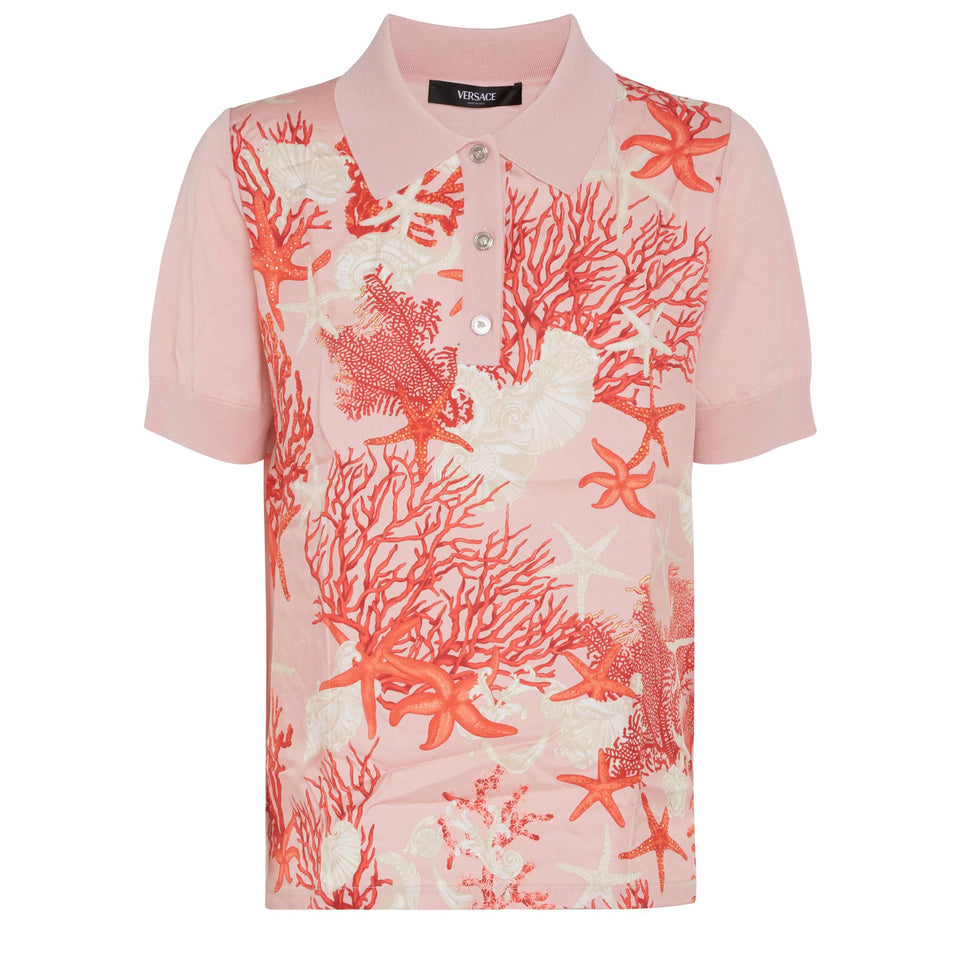 ''Barocco Sea'' Polo in Pink Wool