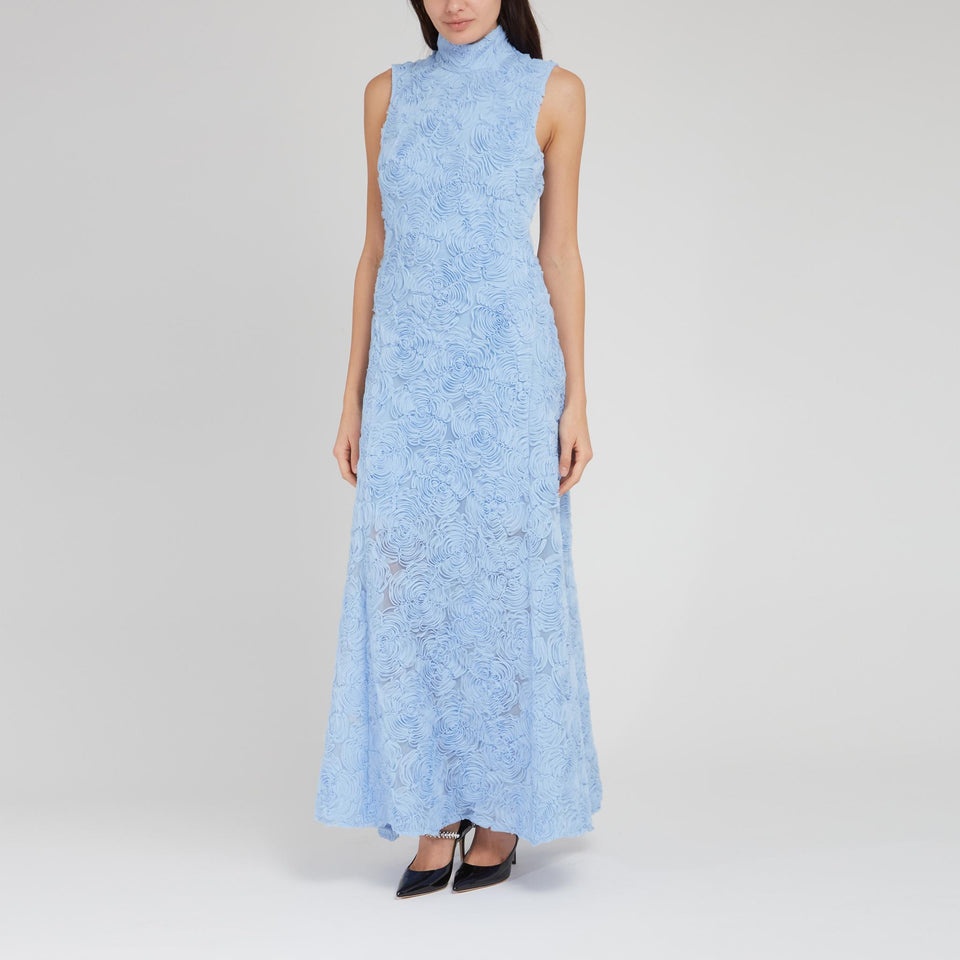 Long dress in light blue fabric