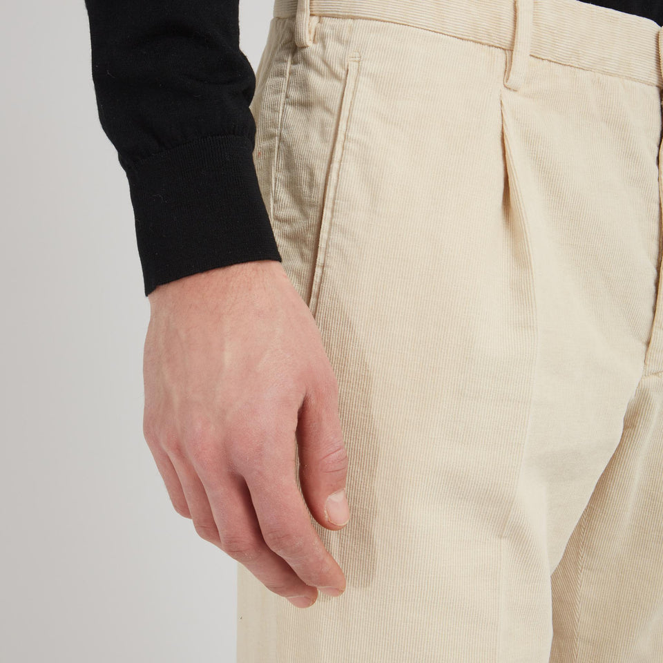 Pantalone a coste in velluto beige