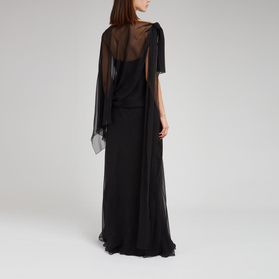Long dress in black fabric