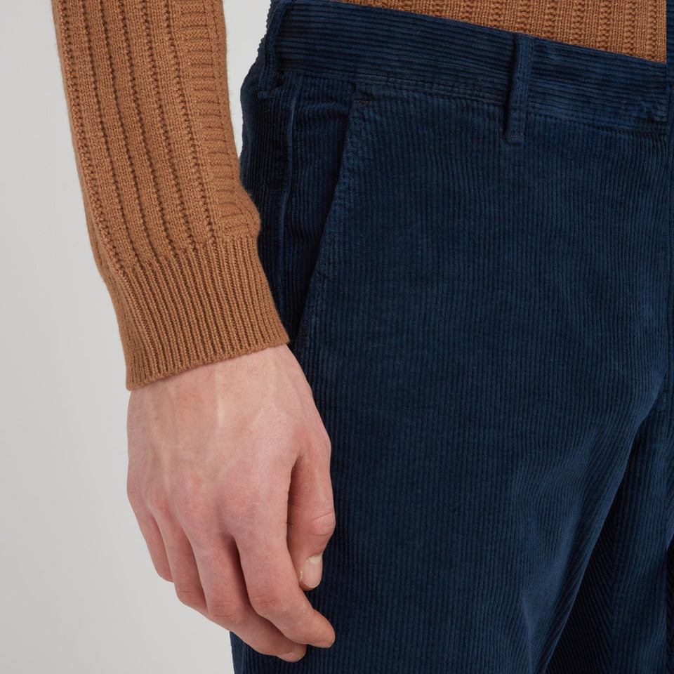 Pantalone a coste in velluto blu