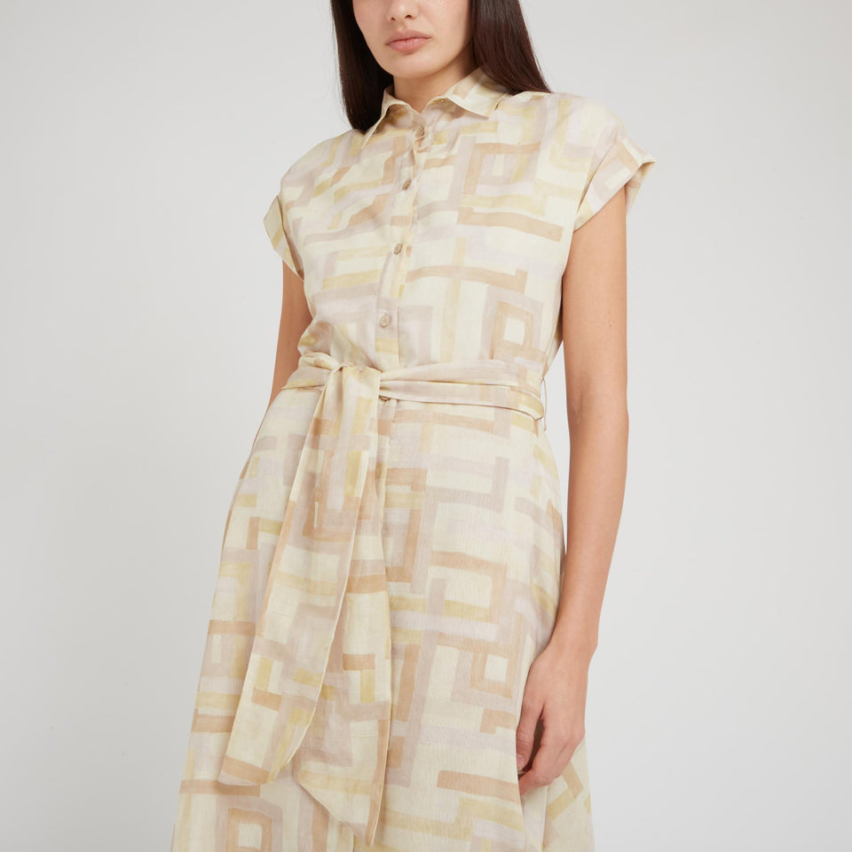 Abito in cotone e seta multicolor