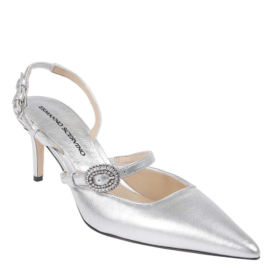 Slingback in pelle argento D478Z350 IKM45002 ERMANNO SCERVINO 